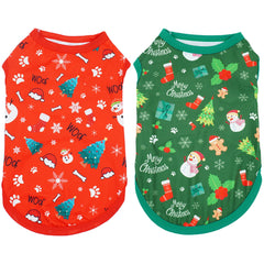 Camiseta JPGDN para perro, dos piezas, verde y roja, ideal para paseos festivos