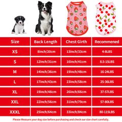 Camiseta JpGdn roja con cereza para perro, perfecta para días activos
