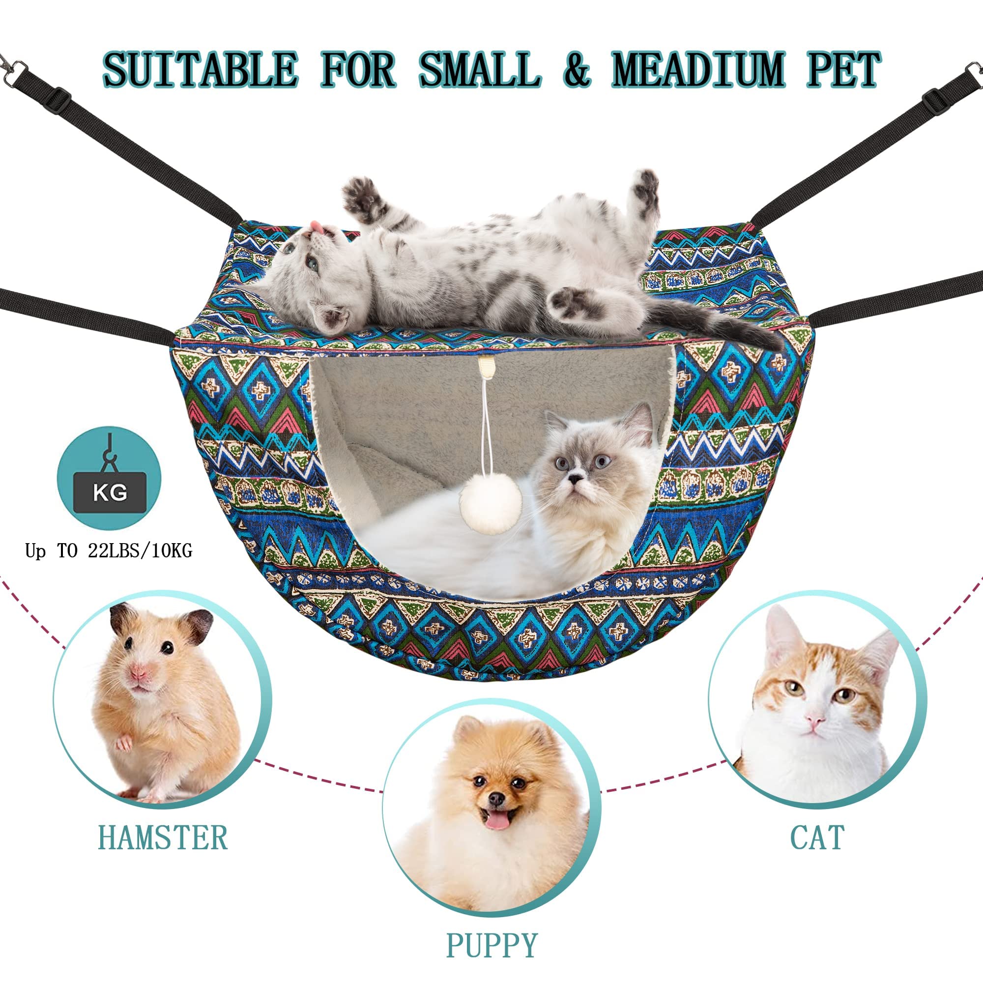 JSPYFITS hamaca para gato con diseño Oxford, soporte estable para mascotas pequeñas.
