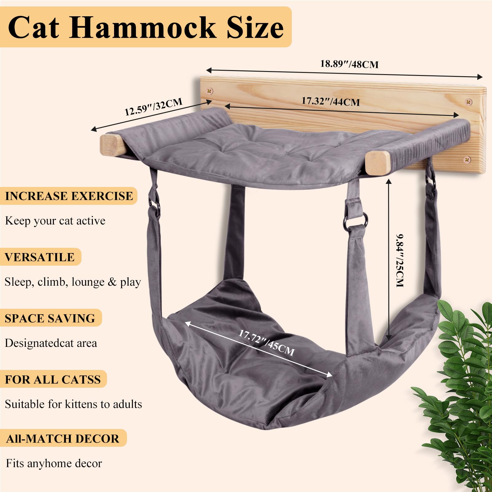 JSPYFITS Hamaca de pared de doble capa, montaje sencillo para casa.