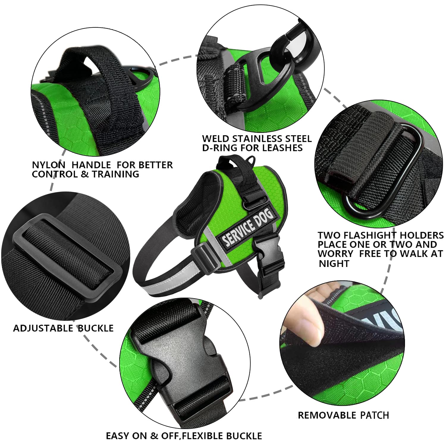 JSXD arnés perro con d-rings reforzados para mayor control y seguridad.