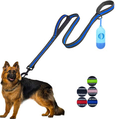 JSXD correa de perro doble asa 5 pies azul ancha para control y comodidad en paseos