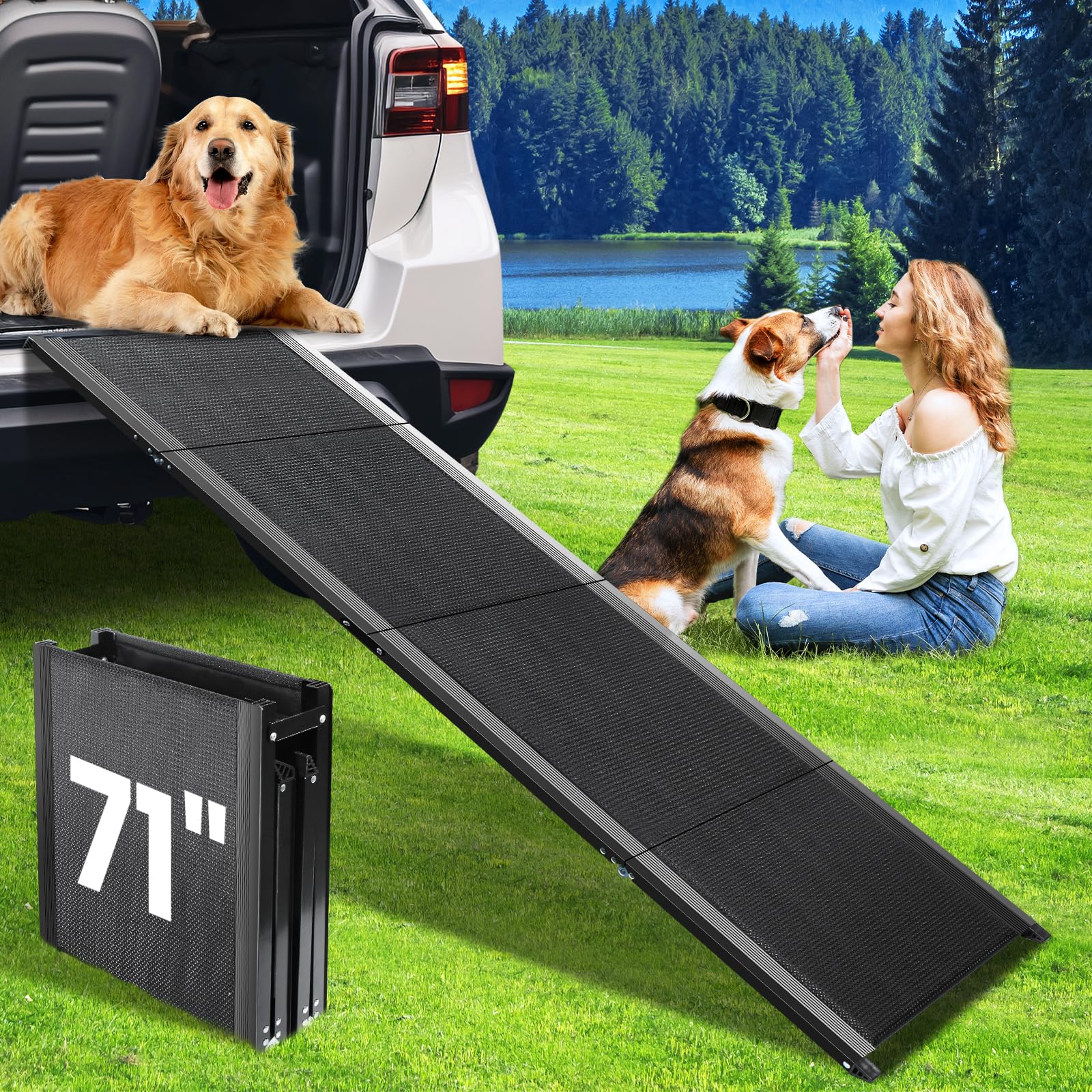 Rampa JTSIOV de 71 pulgadas para coche, acceso seguro.