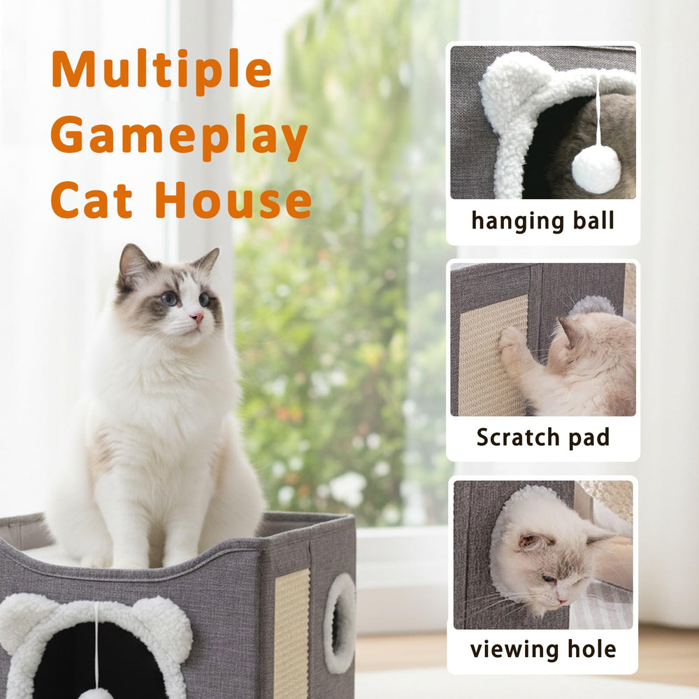 JUDERWOO cat house bottom cave provides private hideaway for relaxed lounging.