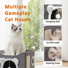 JUDERWOO cat house bottom cave provides private hideaway for relaxed lounging.
