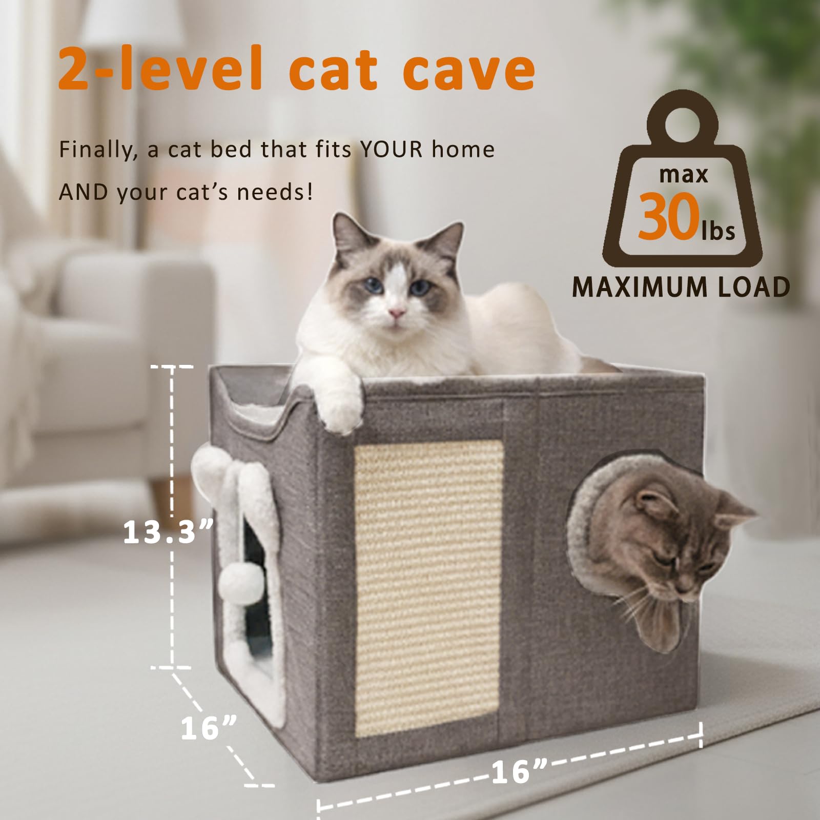 JUDERWOO cat house foldable design enabling easy storage and transport.