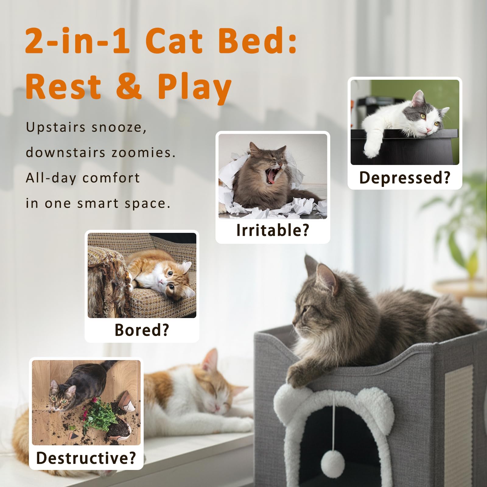 JUDERWOO cat house peekaboo window invites curious exploration and observation.