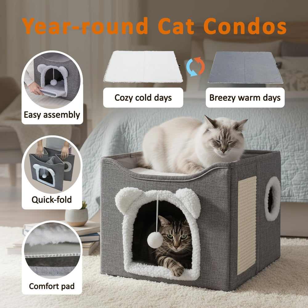 JUDERWOO cat house sisal scratching board for natural claws and play.