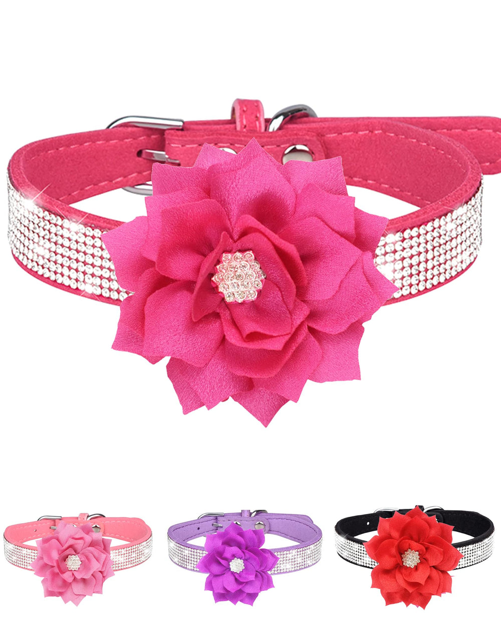 Collar JUFOO con piedras strass en rosa rojo para un look deslumbrante.