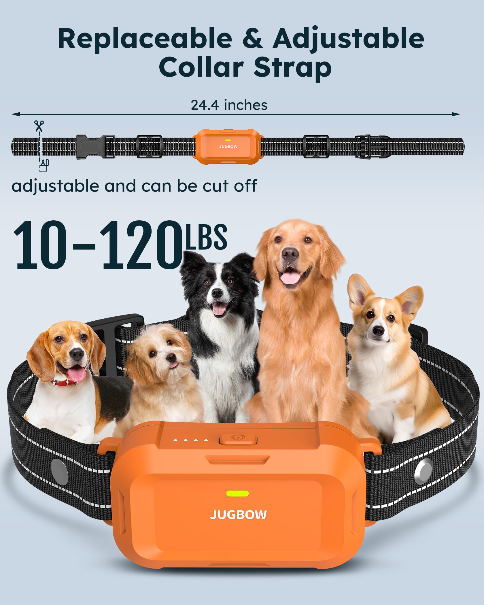 Batería de larga duración del Jugbow collar, menos recargas necesarias.