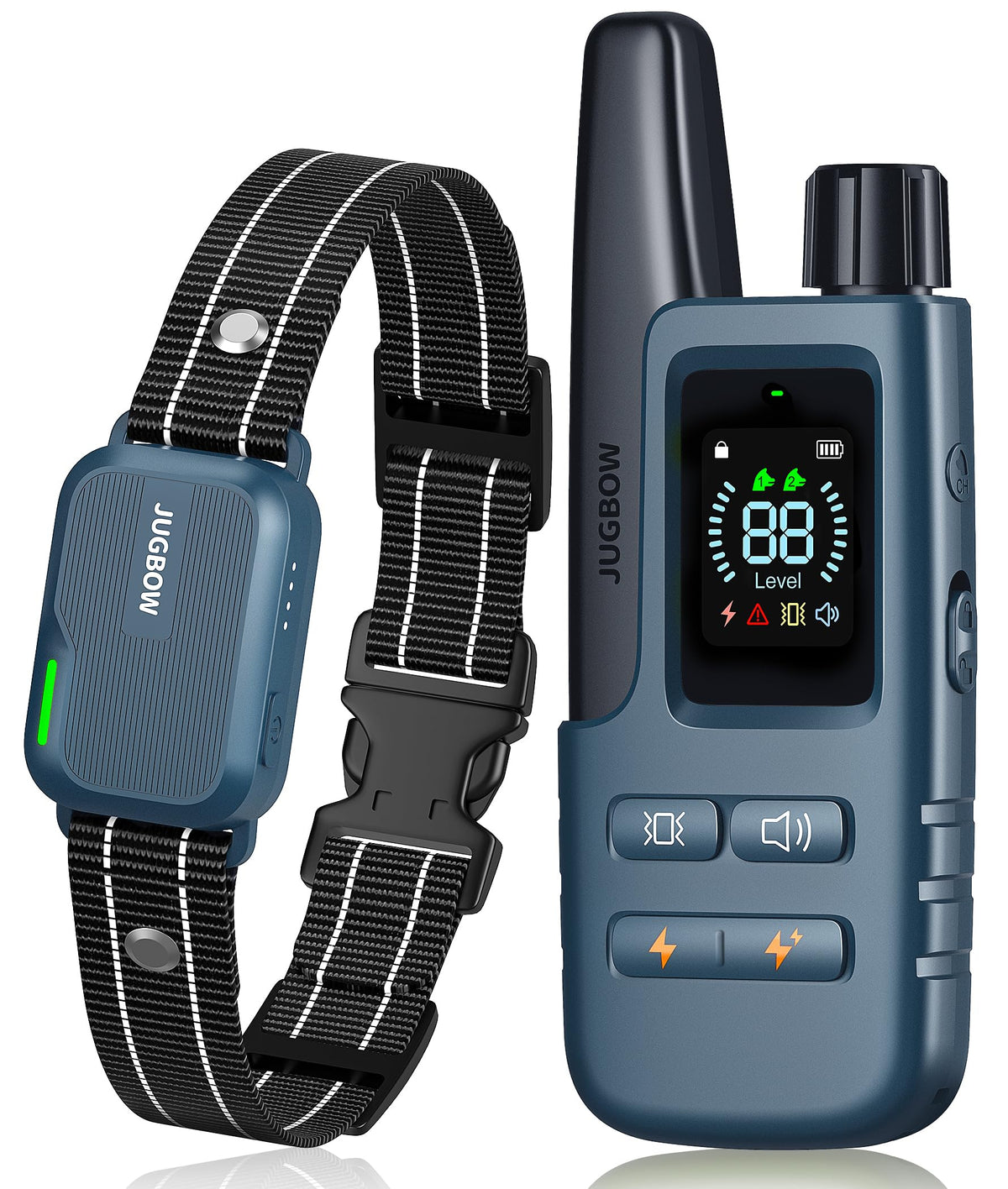 Collar Jugbow para entrenamiento con alcance de 4200 pies, ideal para sesiones al aire libre.