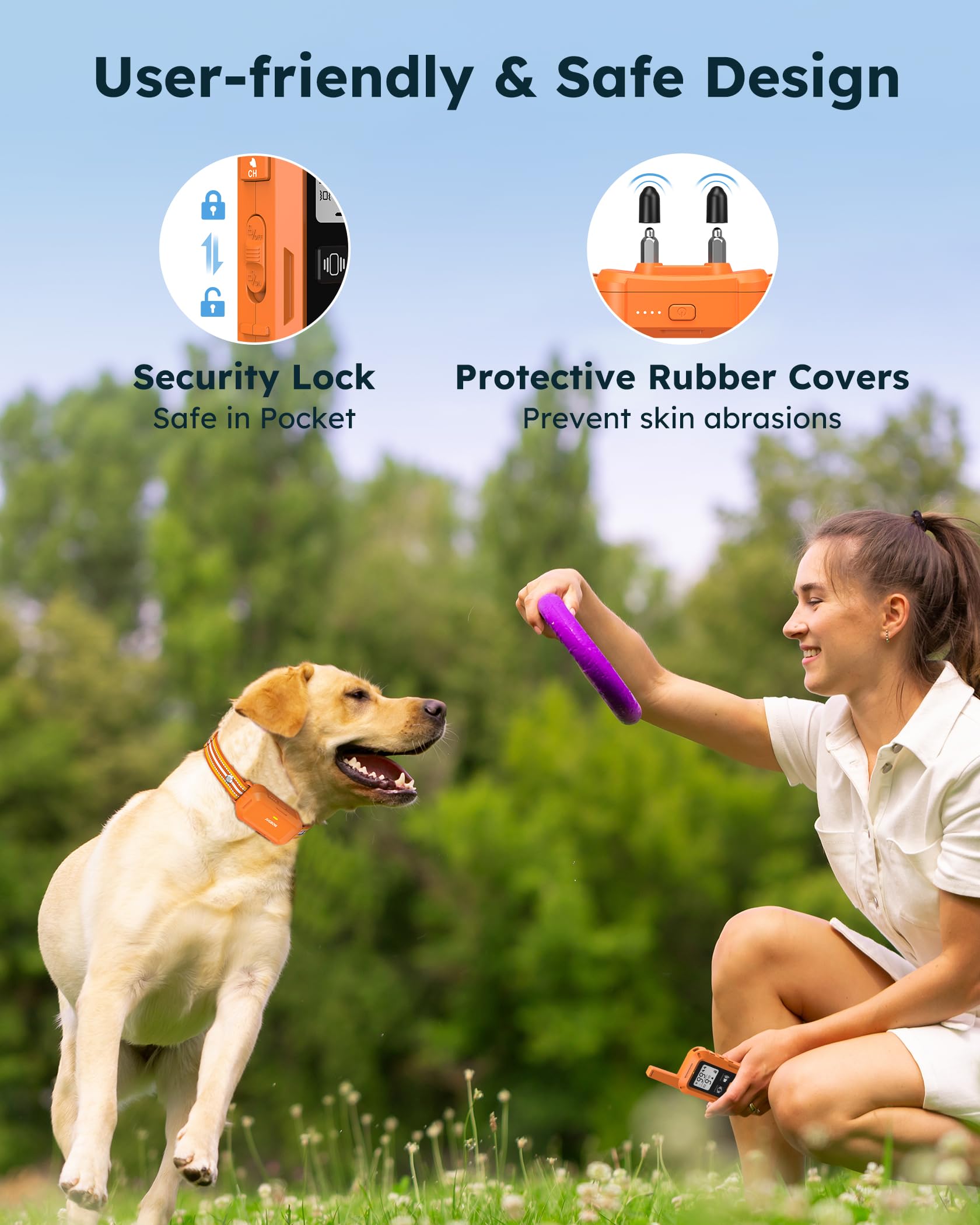 Entrenamiento al aire libre con Jugbow collar, ideal para uso exterior.