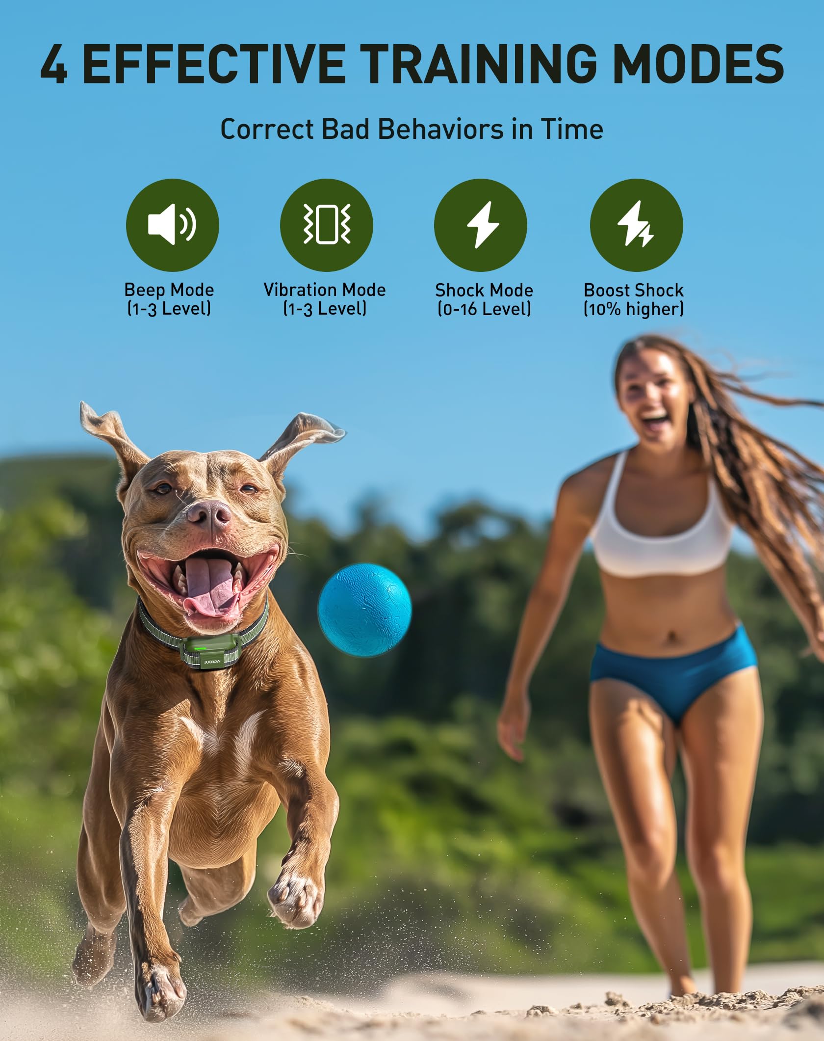 Control remoto Jugbow con dos canales para entrenar dos perros