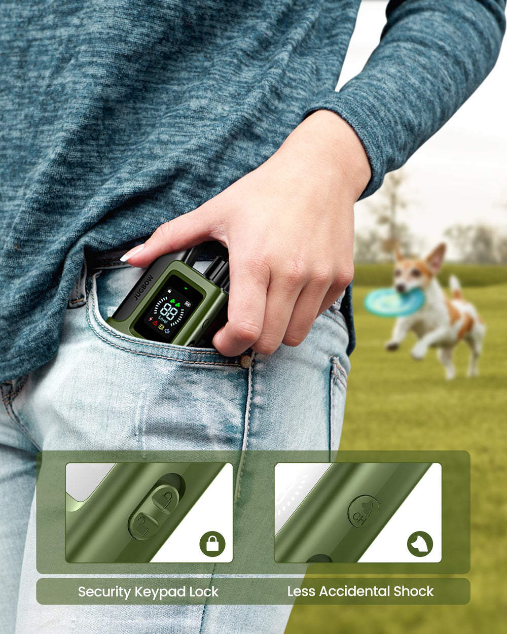 Diseño ergonómico de Jugbow para un ajuste cómodo en cualquier raza.
