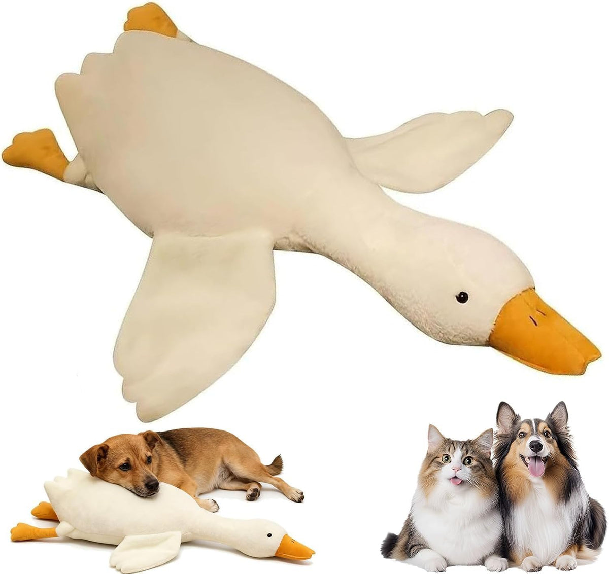 Pato Grande Peluche para Perro, ideal para juego suave y abrazos.