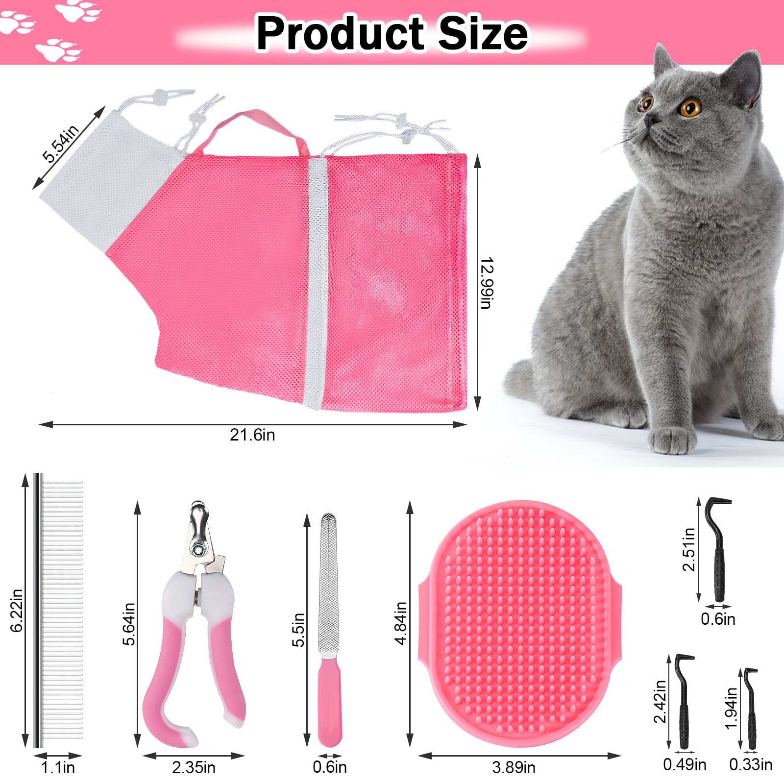 JULMELON bolsa de baño para gatos gris, ajuste cómodo para un proceso suave
