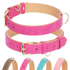Collar Jumpress de cuero rosa neón, cómodo para paseos diarios.