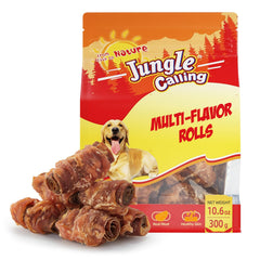 Rollos Jungle Calling multisabor con pollo, snack alto en proteína para perros