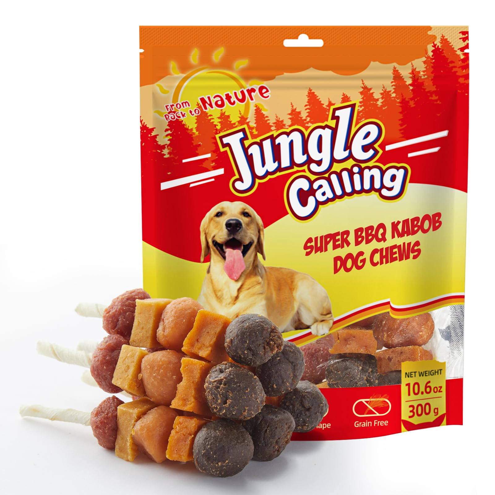 Jungle Calling Kabobs con pollo, pato y res, recompensa sabrosa para entrenamiento