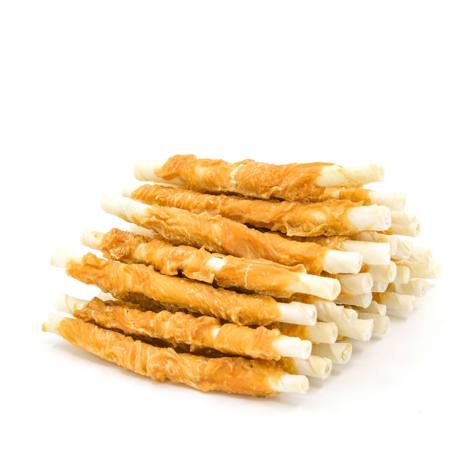 Jungle Calling palos masticables de pollo envueltos, snack proteico para perros pequeños.