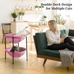 JUNSPOW cama-gatos-rosa-capa-superior: ofrece visión elevada y descanso cómodo para gatos curiosos.