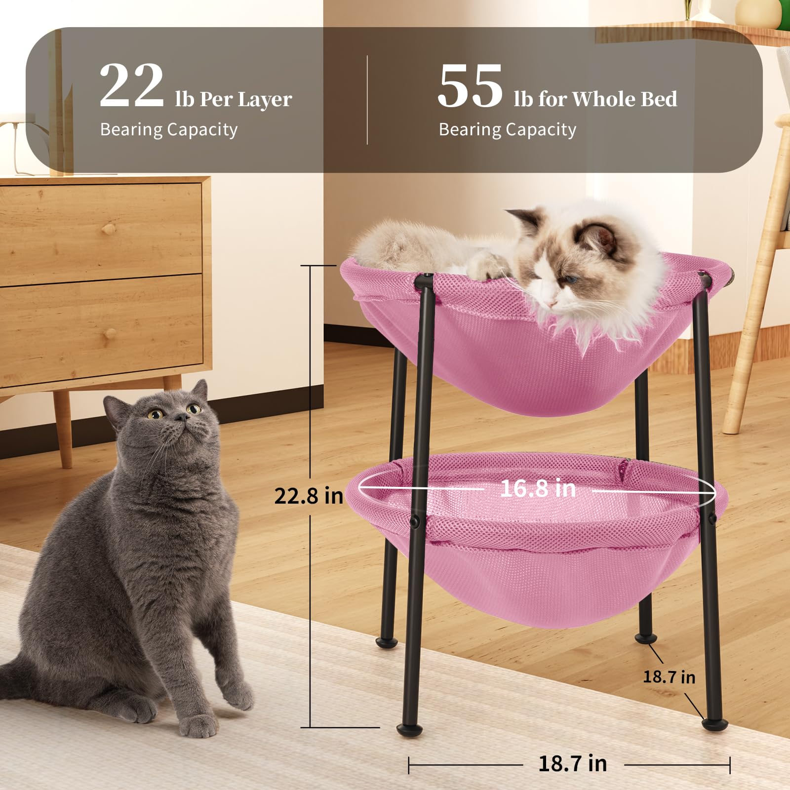 JUNSPOW cama-gatos-rosa-uso-interior-exterior: versátil para dentro y fuera de casa.