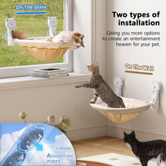 JUNSPOW cama ventana gatos estable con ventosas de alta succión.