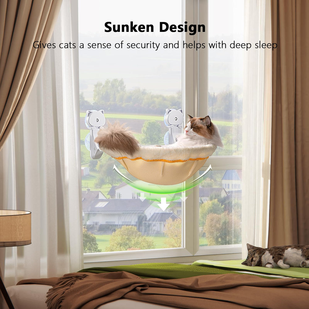 JUNSPOW cama ventana gatos plegable, ahorro de espacio en casa.