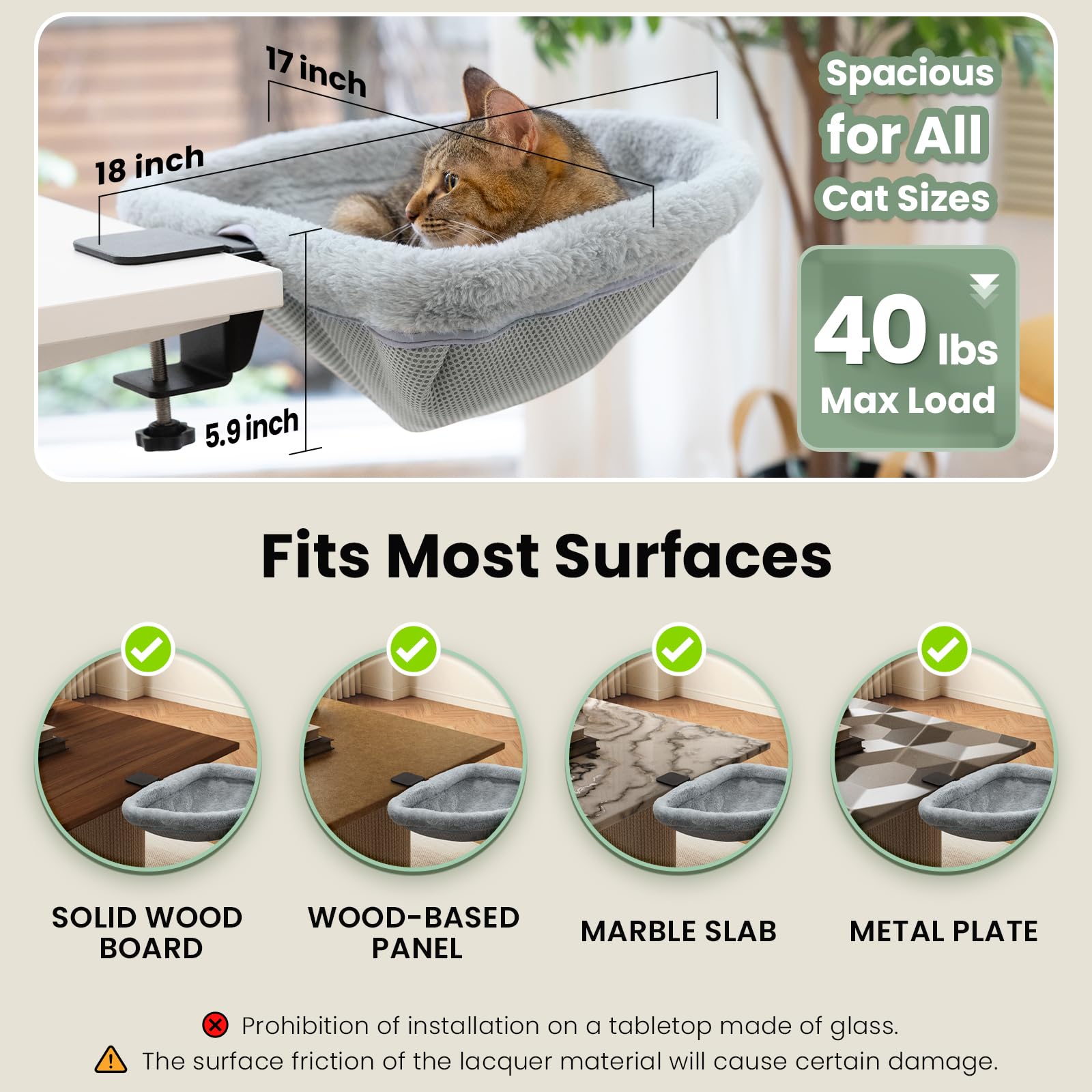 Capacidad de 40 lb JUNSPOW, cama estable para gatos grandes.