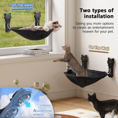 JUNSPOW cama de ventana para gatos con ventosas fuertes para sujeción estable.
