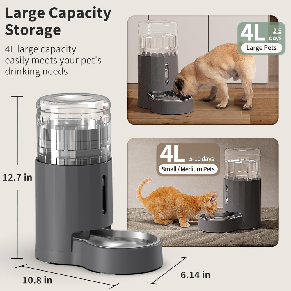 Cuenco de acero inoxidable de JUNSPOW para beber de mascotas.