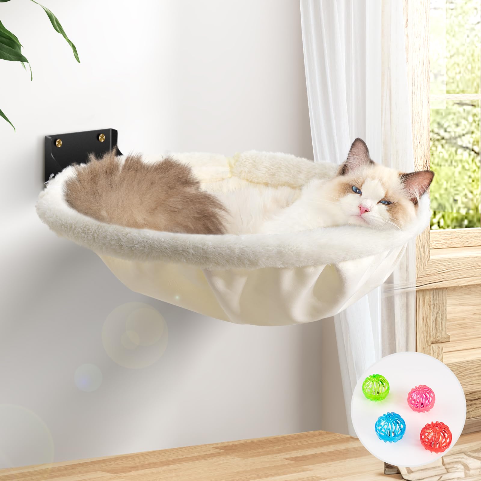 JUNSPOW hamaca de gato montada en pared para observación y descanso cómodo.