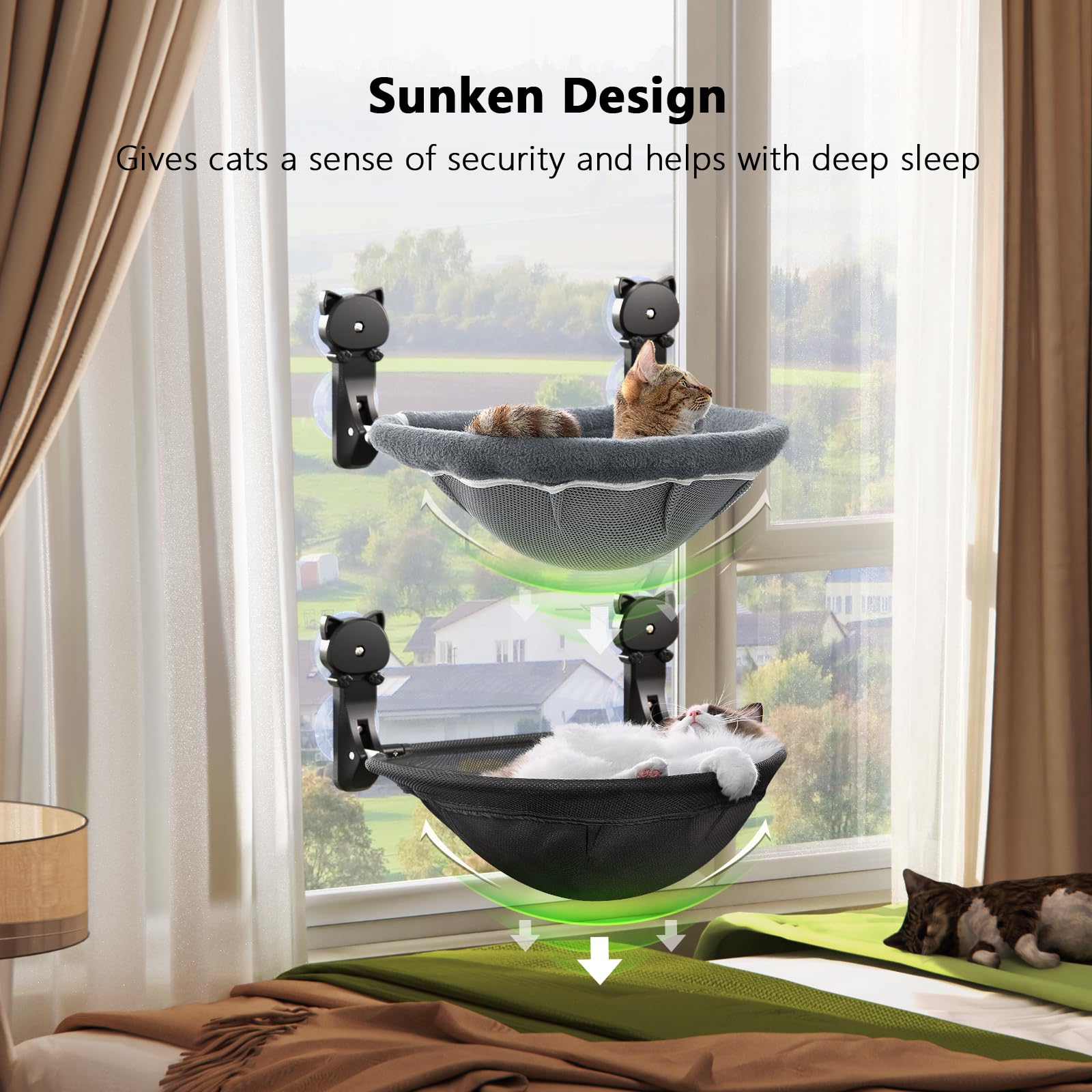 JUNSPOW percha ventana gato plegable ahorra espacio en casa.