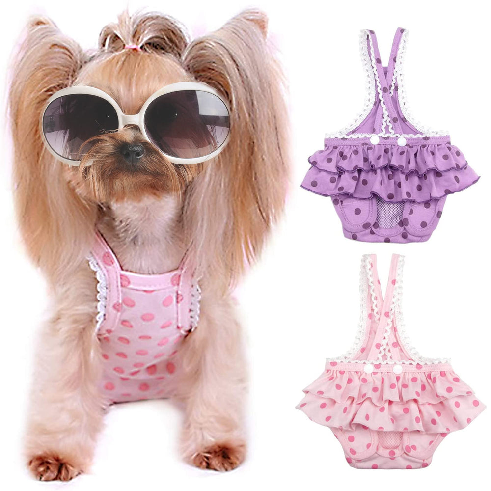 JUOMIIEL pañal lavable para perra hembra rosa, ajuste cómodo para perros pequeños.