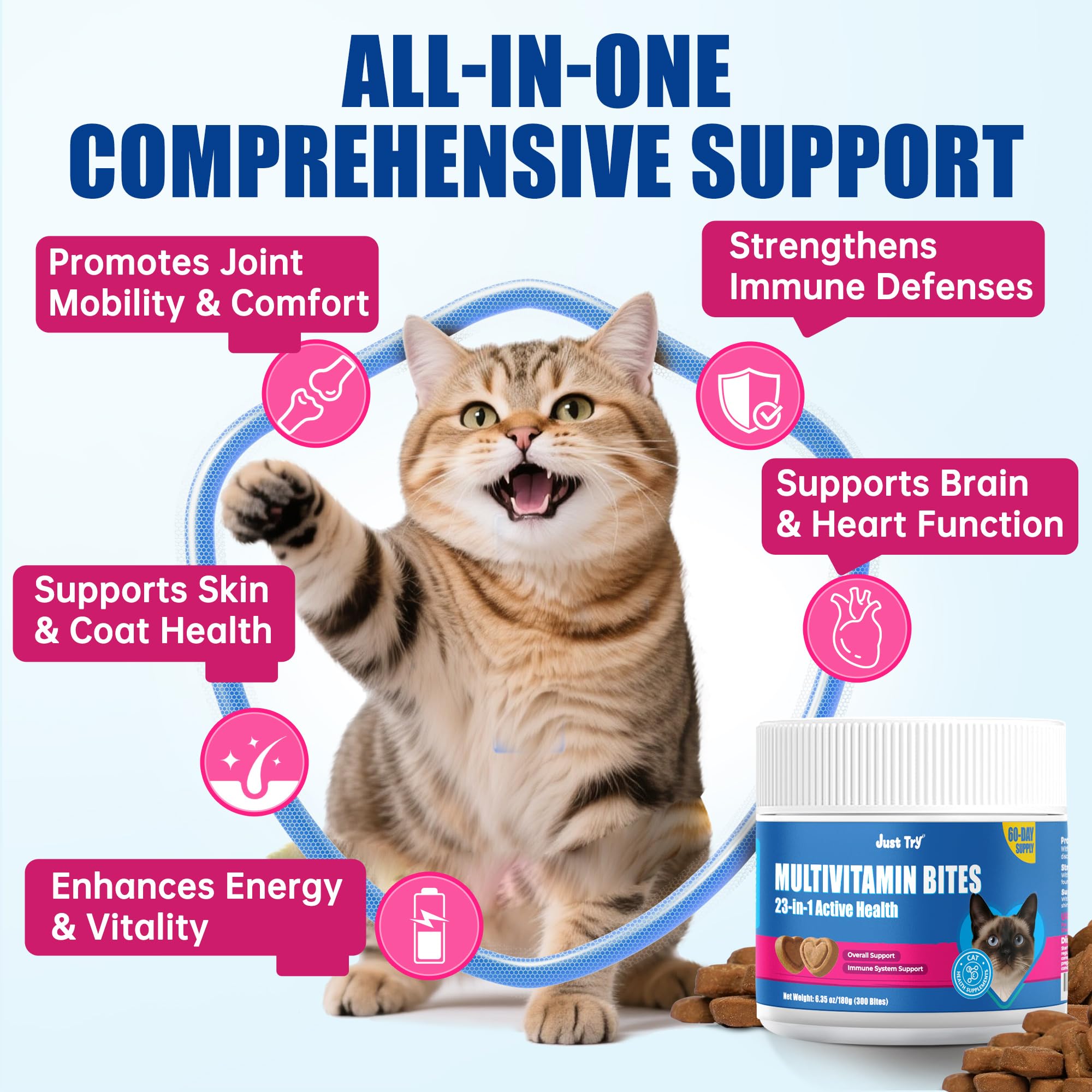 Just Try 23 en 1 Taurina para Gatos: ingredientes naturales y sin aditivos