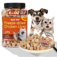 Just Try hígado de pollo liofilizado para perros, trozos crujientes para entrenamiento