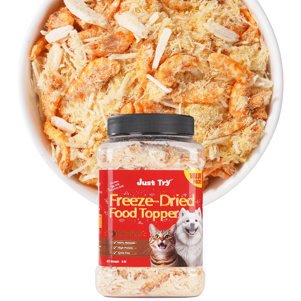 Just Try krill ártico liofilizado para perros y gatos, fuente de proteína y Omega-3.