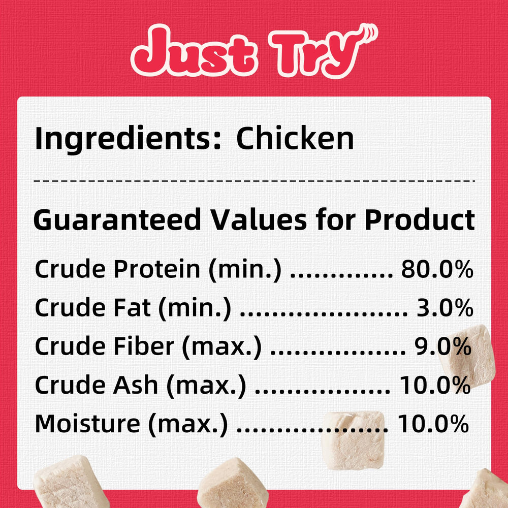 Just Try envase compacto para viajar con premios de pollo.