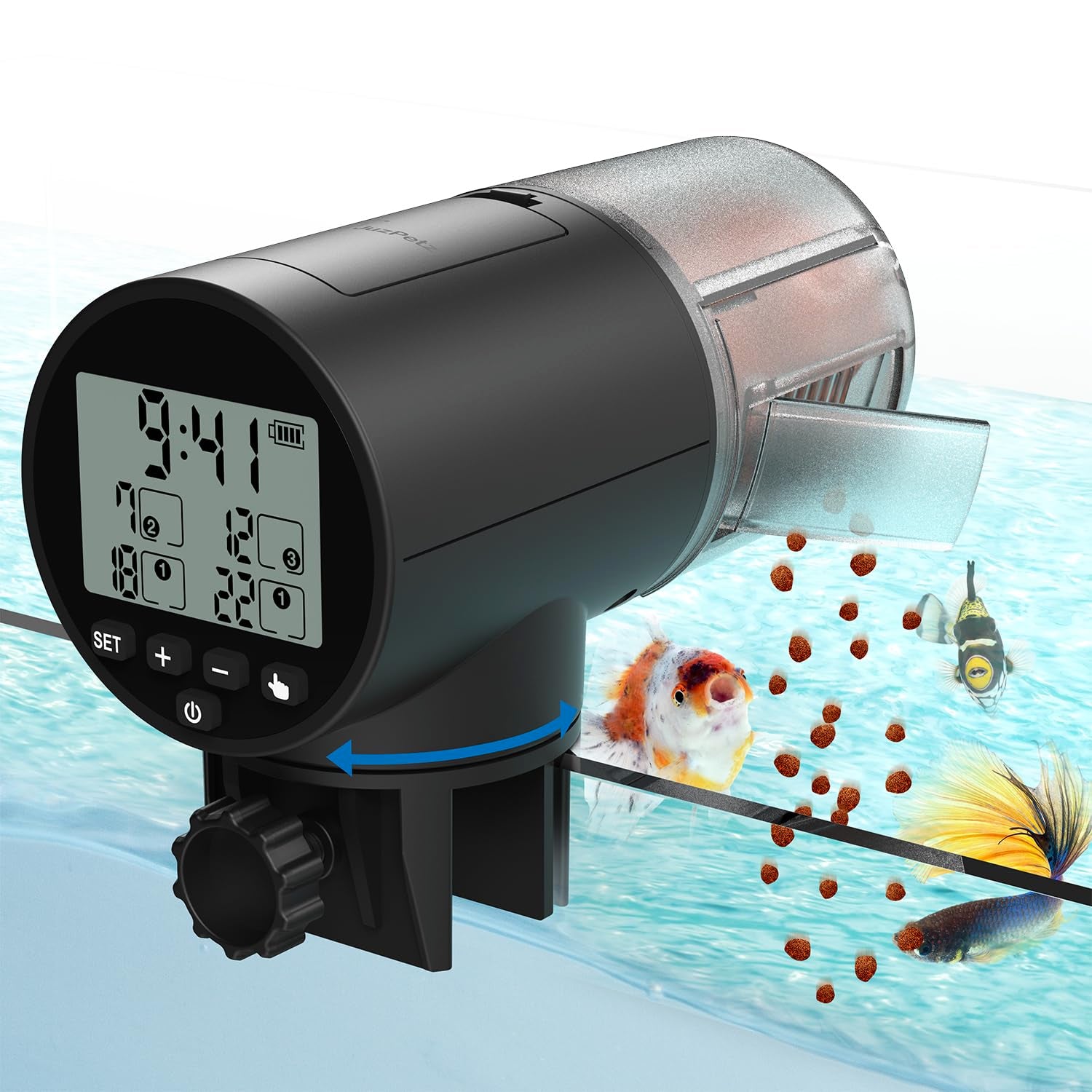 Alimentador automático JuzPetz para acuario con capacidad de 200 ml y uso versátil