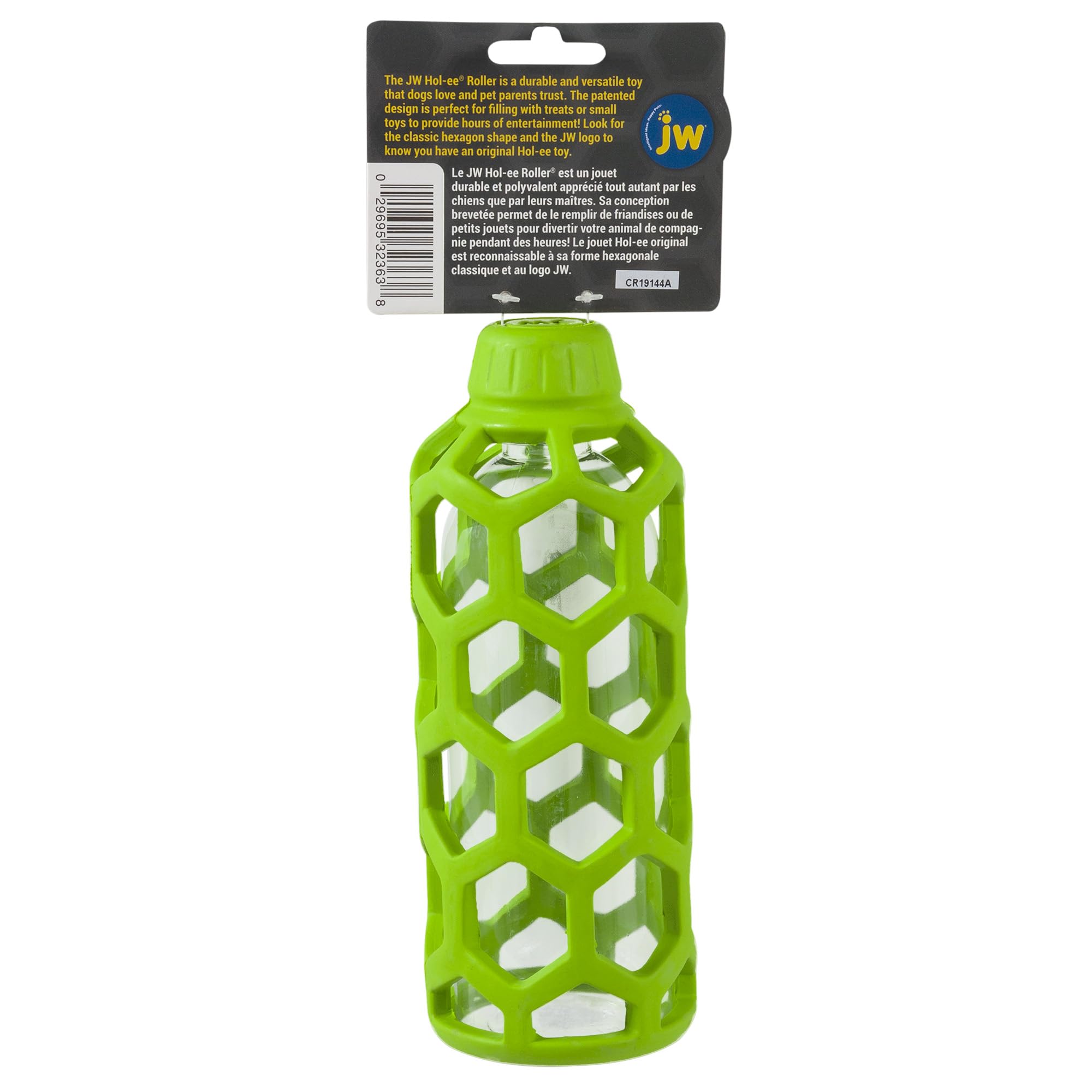 JW Pet Hol-ee Bottle: diseño abierto para premios y juegos de búsqueda.