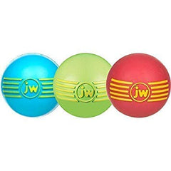 JW Pet iSqueak bola de goma natural para perros, ideal para juego interactivo y mordida suave