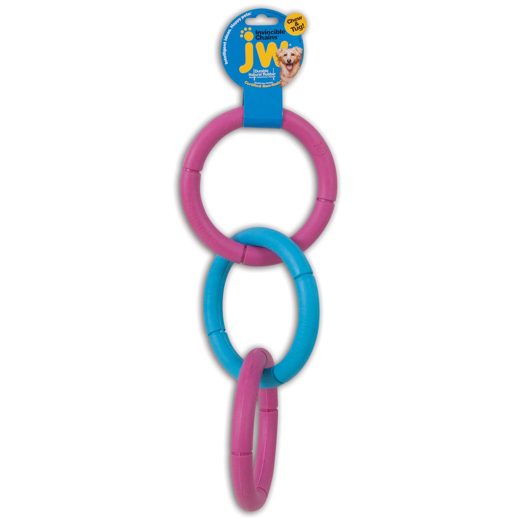 JW Pet Juguete mordedor de goma para tirar, resistente para perros activos.