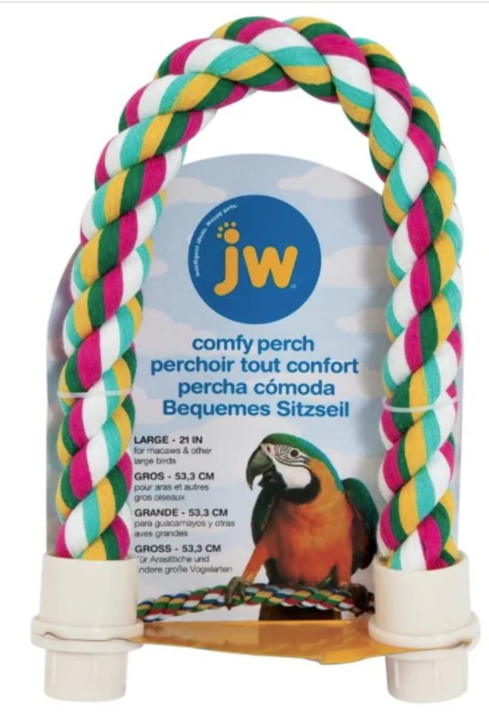 JW Pet Percha para aves, cuerda multicolor, 21 pulgadas, visual atractivo.
