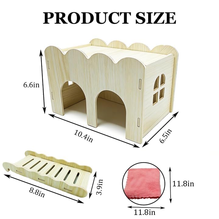 Jwizyotr casa de madera para hamster, plataforma superior para juego.