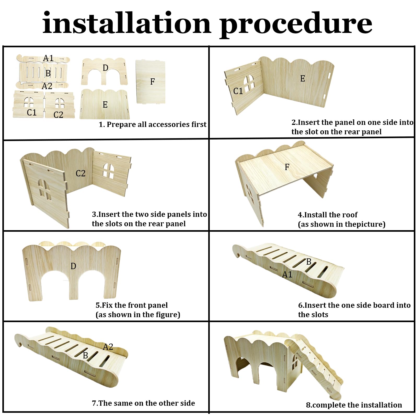 Jwizyotr escalera de madera para hamster, acceso fácil a la plataforma.