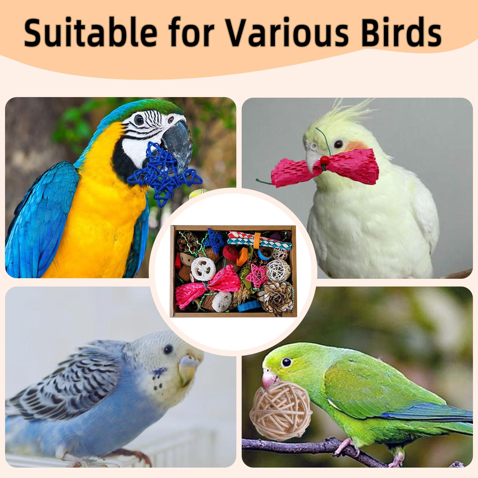 Juguete de aves Jwizyotr con colores naturales y brillantes