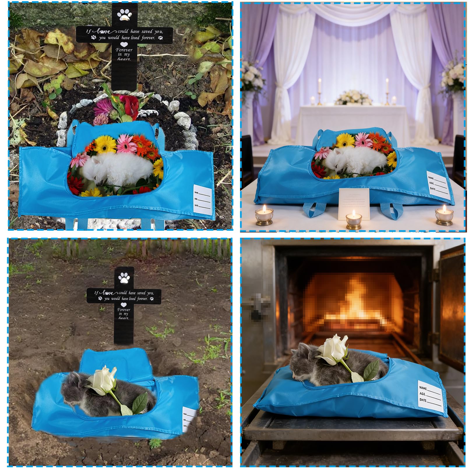 Jwizyotr bolsa funeraria con 4 asas para manejo seguro.