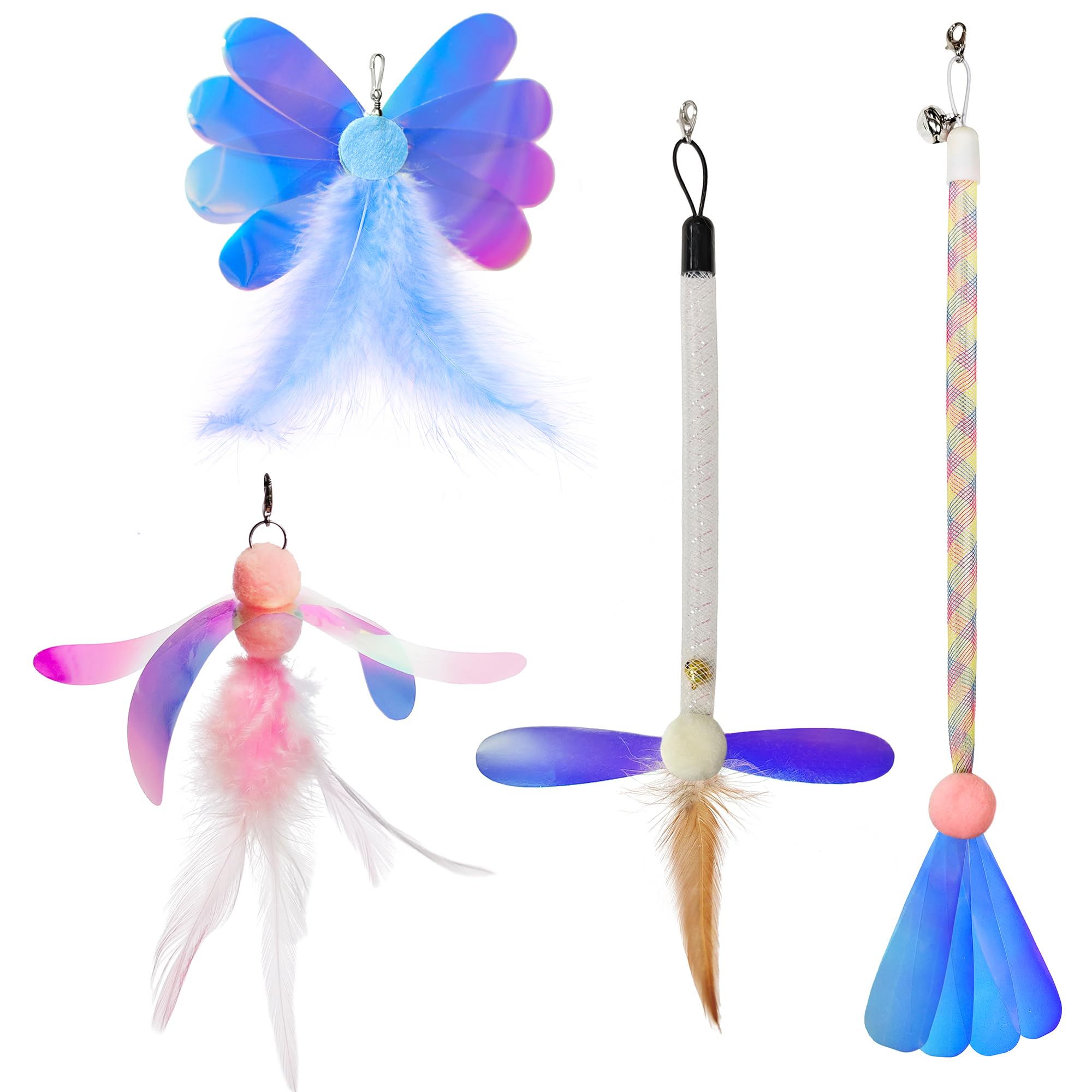JXFUKAL recambios de plumas brillantes para vara de gato, estimulan juego.