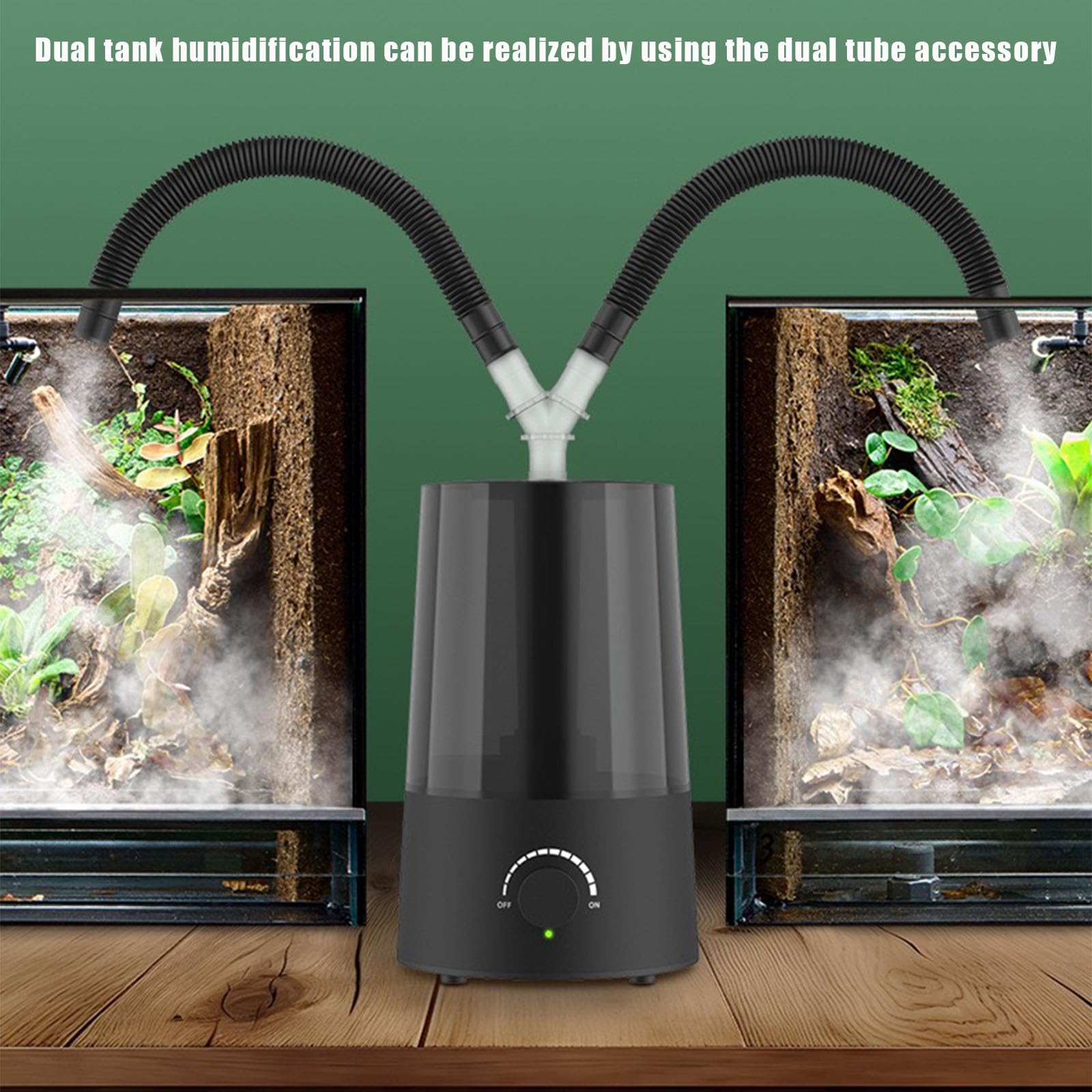 JZNCHP humidificador de doble tubo para dos terrarios, uso práctico.