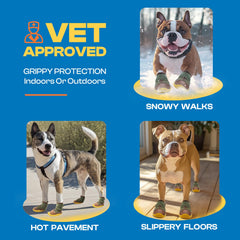 JZXOIVA zapatos para perros grandes, vista lateral, ajuste seguro con cinta reflectante.